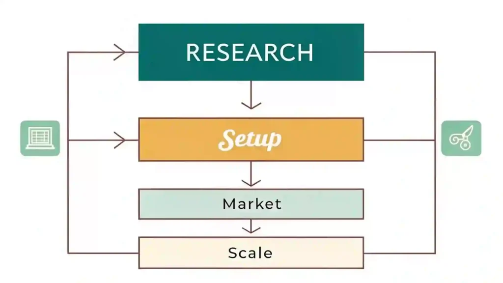 research, setup, market, scal,